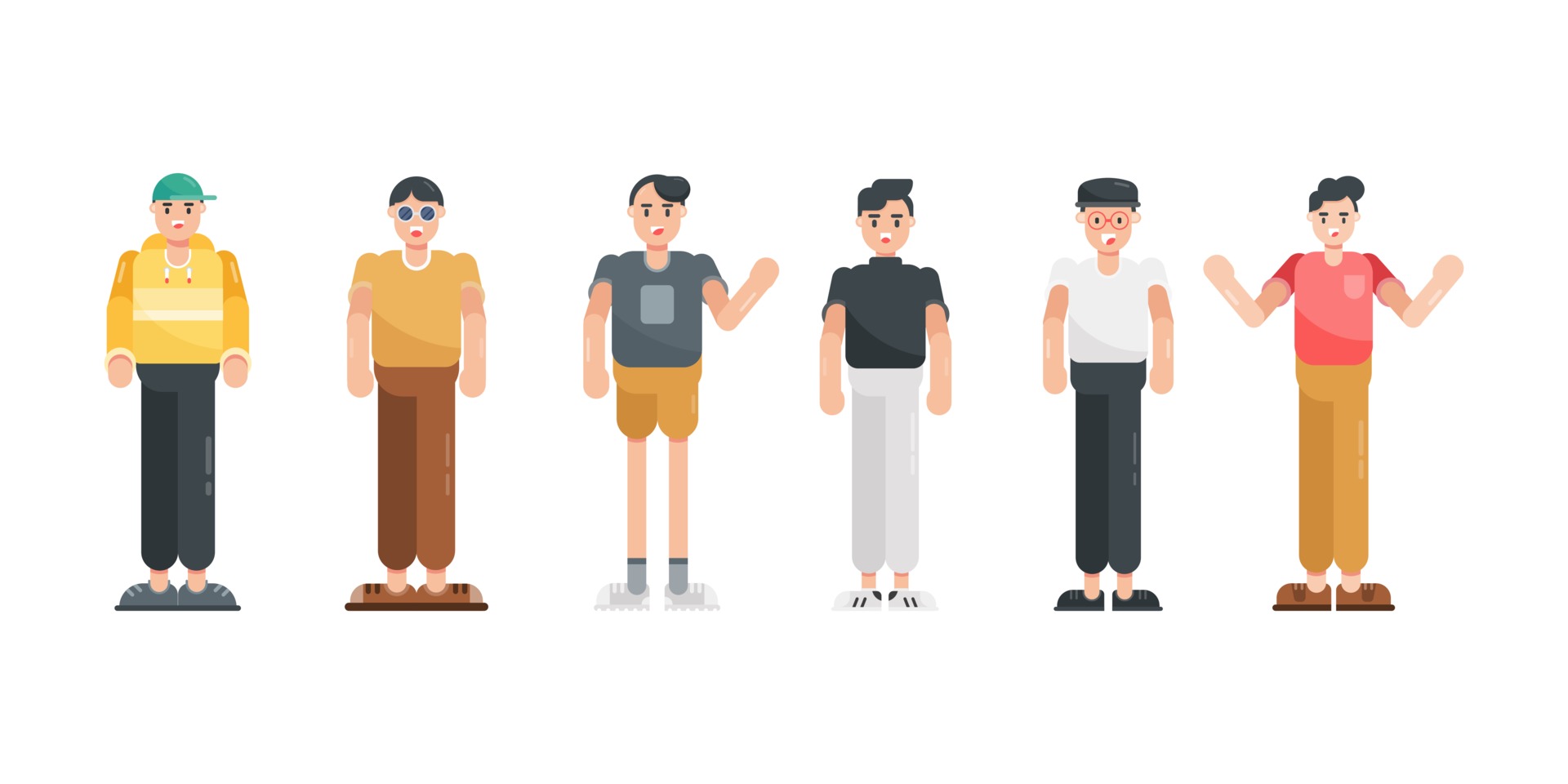 People character in flat design collection. Modern cartoon character in  flat style. Vector illustration. 2024708 Vector Art at Vecteezy