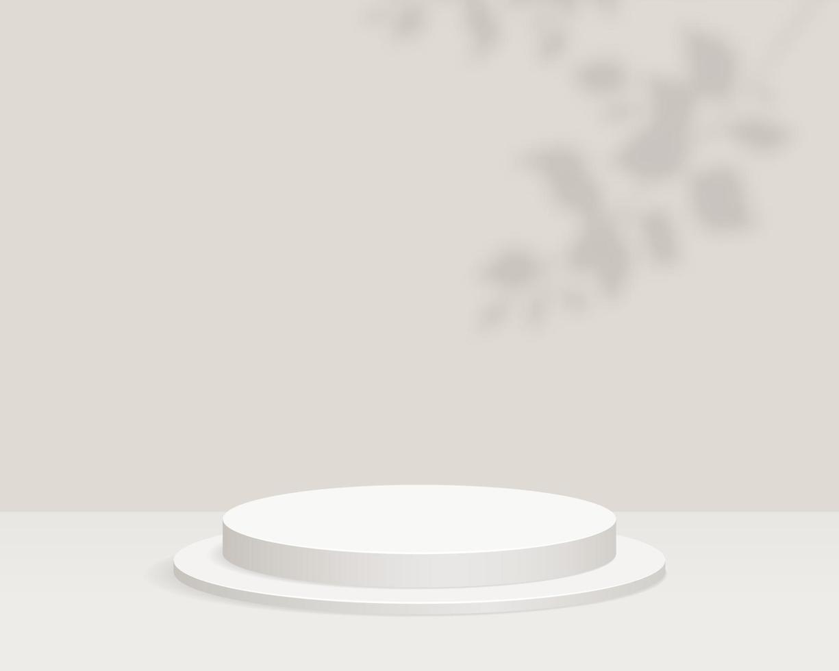 Empty cylinder podium on minimal background. Abstract minimal scene with geometrical forms. Design for product presentation. 3d vector illustration.