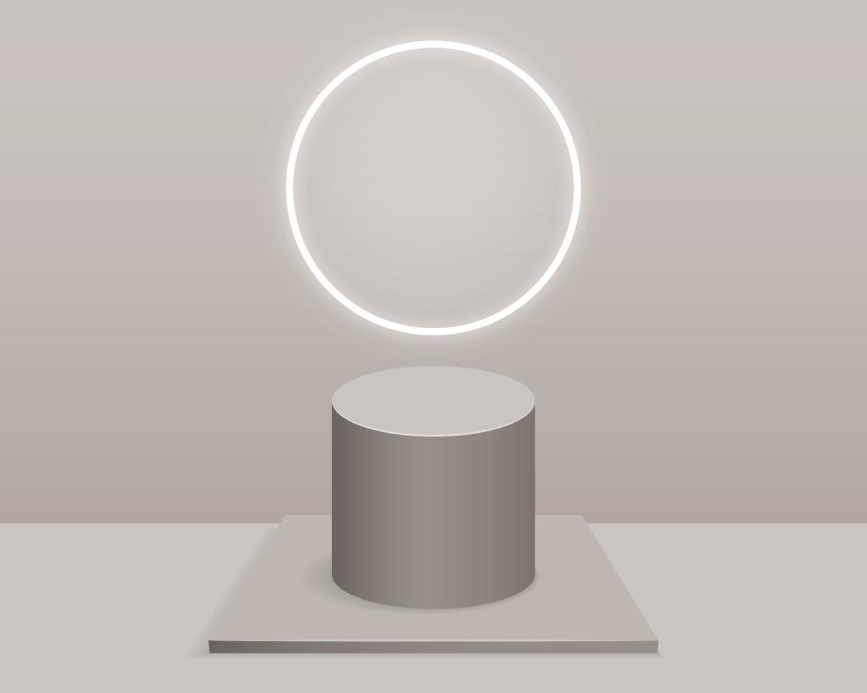 Empty cylinder podium on minimal background. Abstract minimal scene with geometrical forms. Design for product presentation. 3d vector illustration.