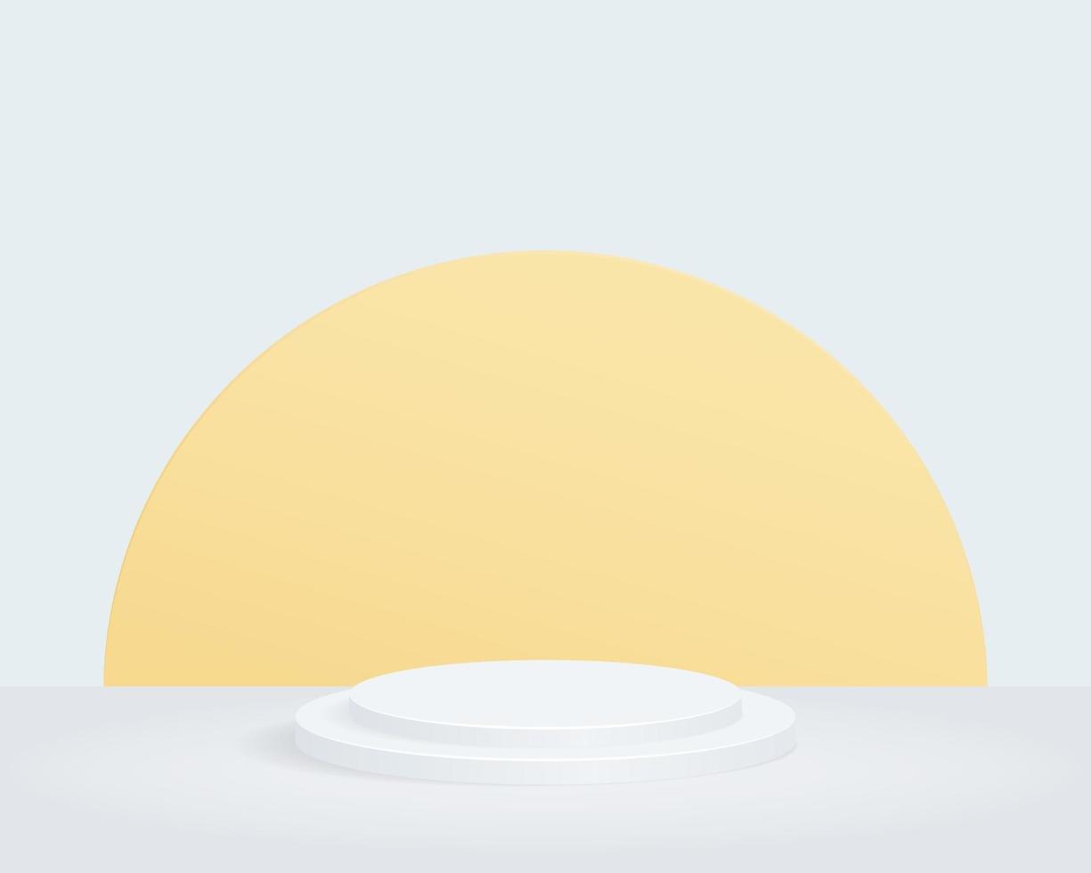 Empty cylinder podium on minimal background. Abstract minimal scene with geometrical forms. Design for product presentation. 3d vector illustration.