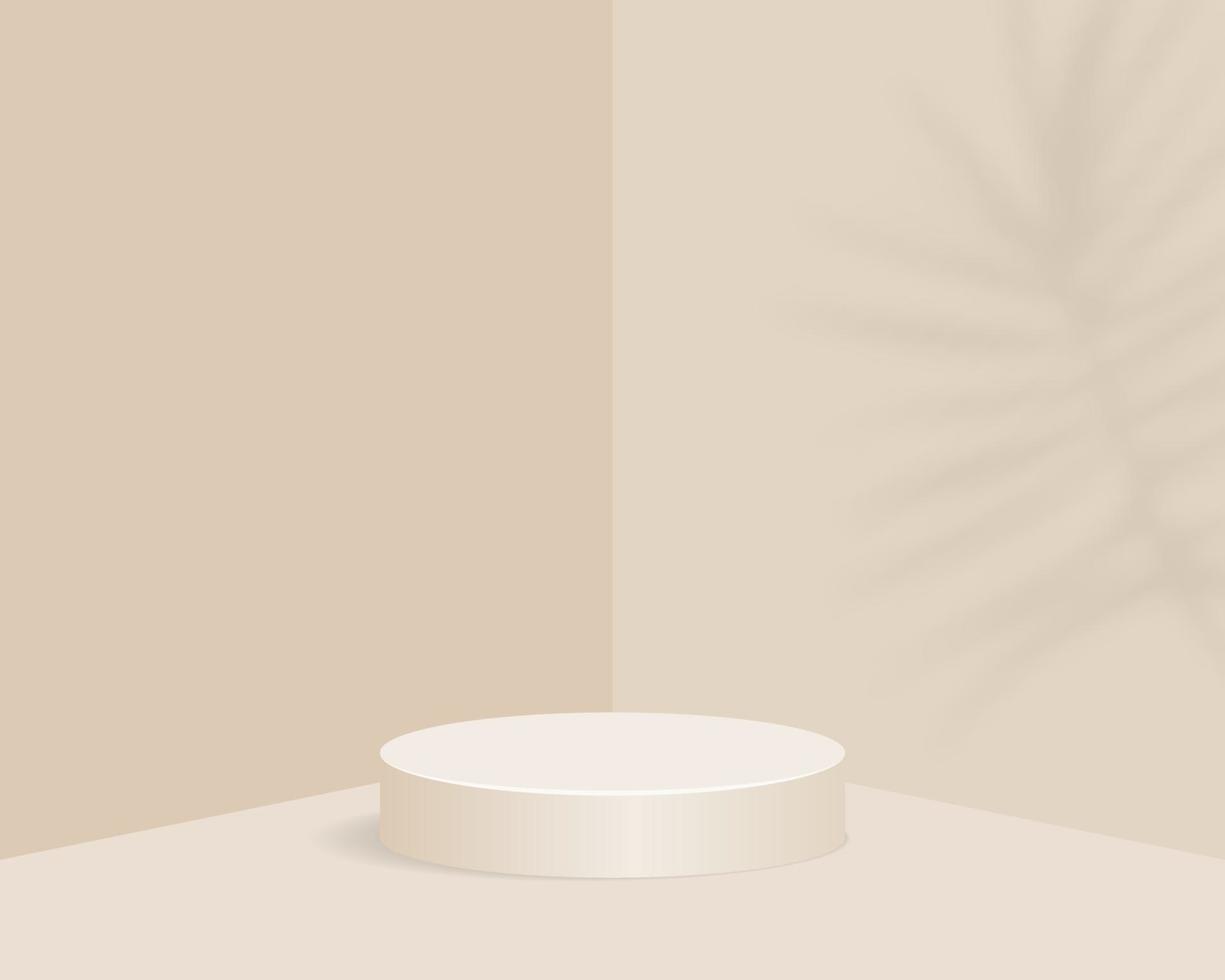 Empty cylinder podium on minimal background. Abstract minimal scene with geometrical forms. Design for product presentation. 3d vector illustration.