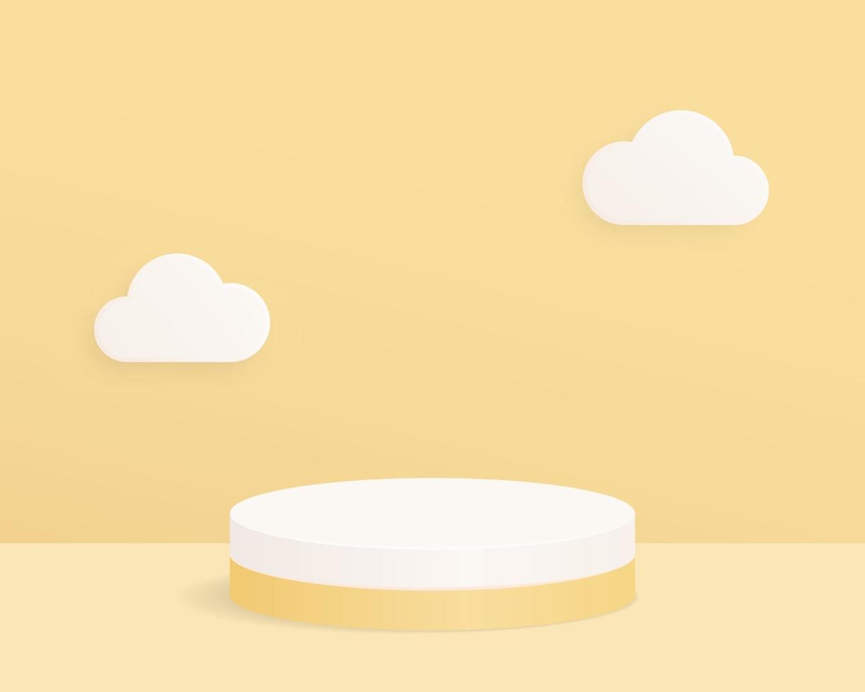 Empty cylinder podium on minimal background. Abstract minimal scene with geometrical forms. Design for product presentation. 3d vector illustration.