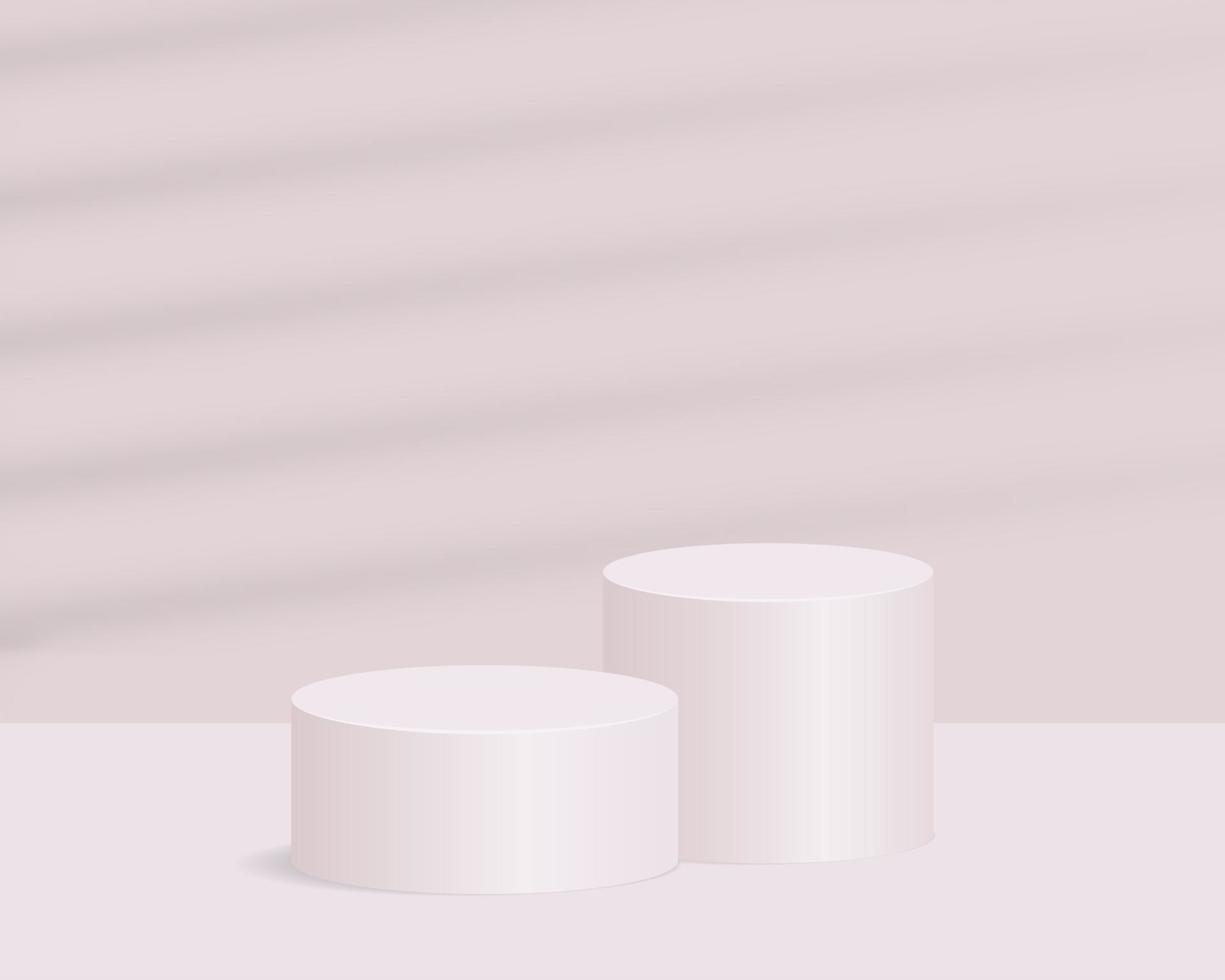 Empty cylinder podium on minimal background. Abstract minimal scene with geometrical forms. Design for product presentation. 3d vector illustration.