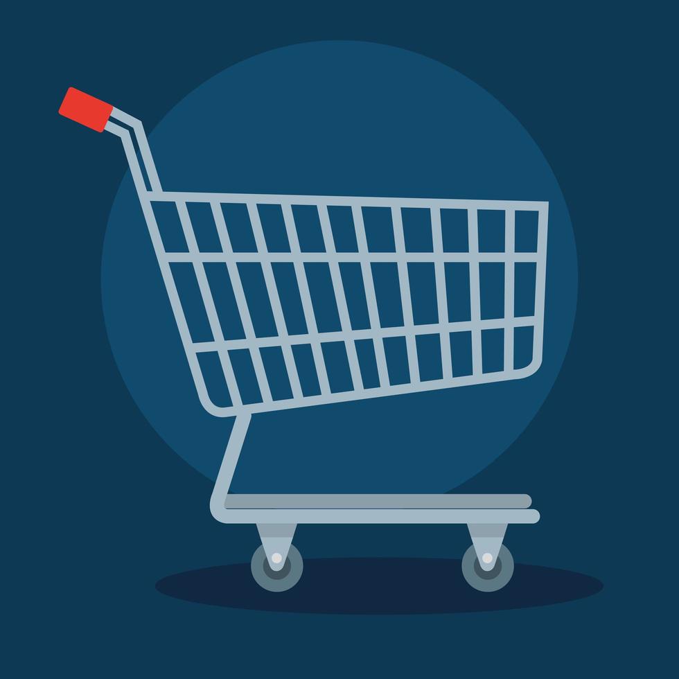 shopping cart in blue background vector