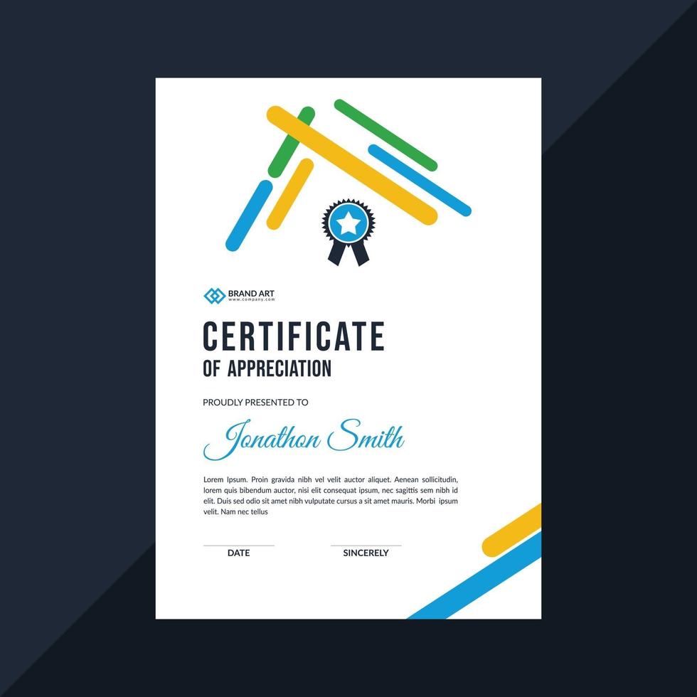 hermosa plantilla de certificado elegante diseño elegante vector