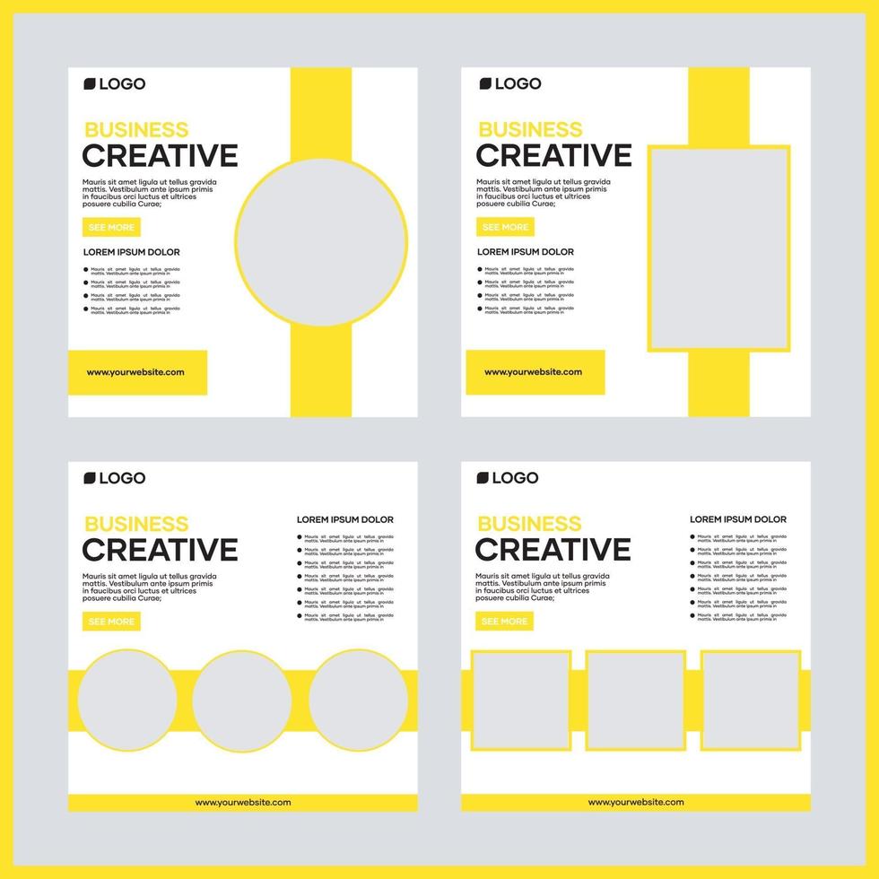 Vector social media post template design for business. With yellow color and white background. Suitable for business social media posts and website internet advertising