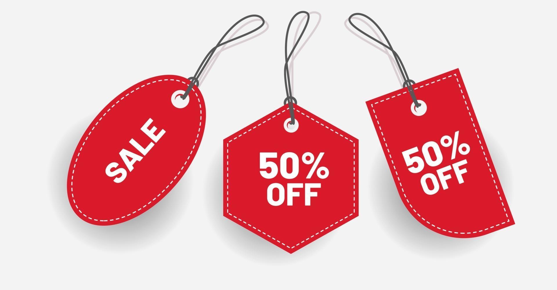 Red discount price tag with various shape Vector 2025060 Vector Art at