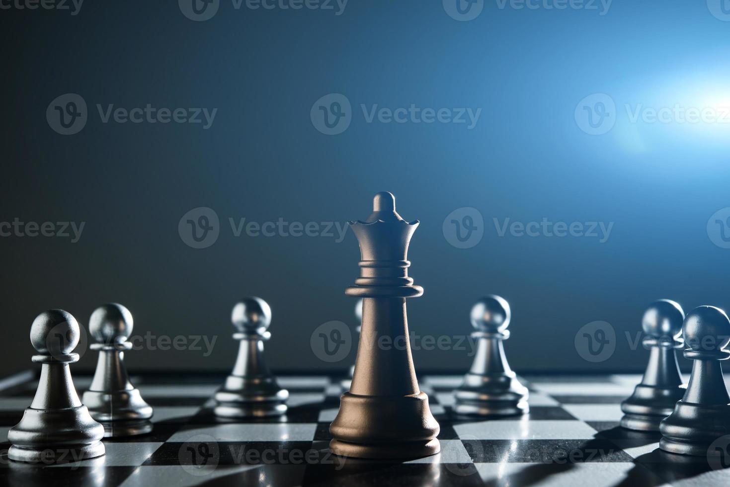 King and knight of chess setup on dark background photo