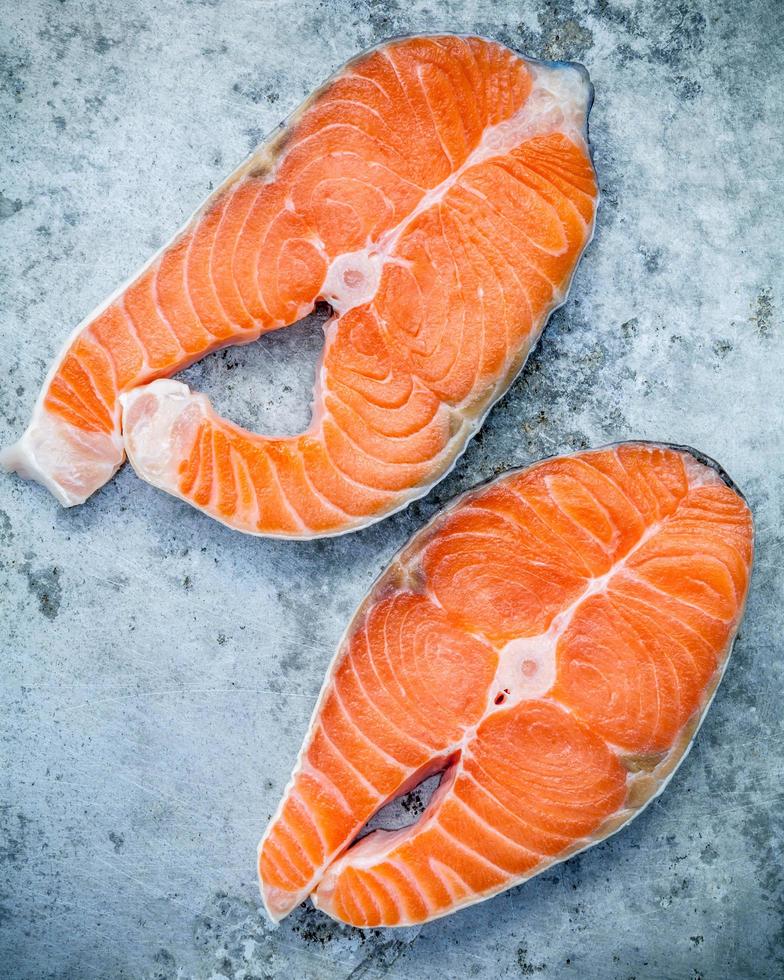 Fresh salmon fillets photo