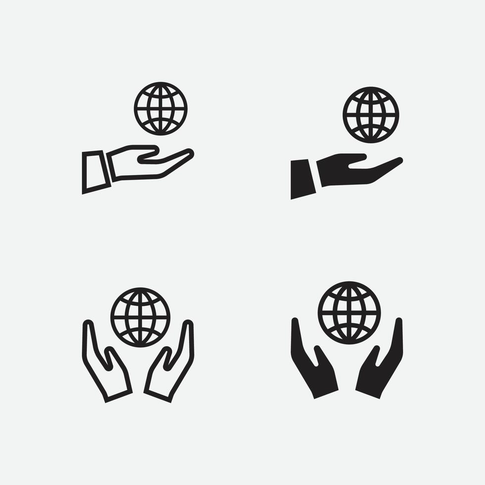 set of vector illustration hand globe vector isolated icon