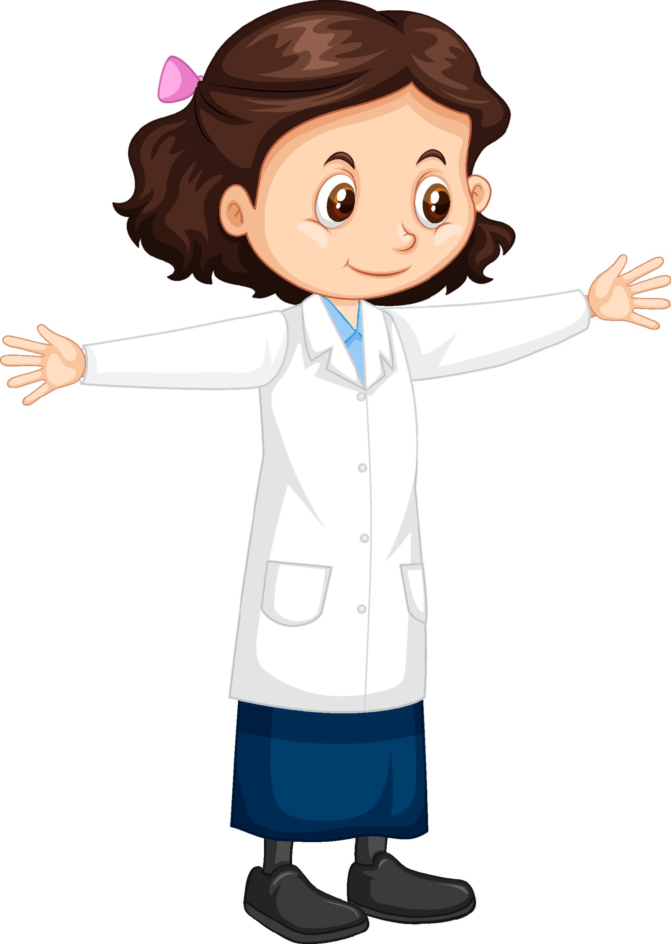 Cute girl cartoon character wearing science lab coat 2025870 Vector Art at  Vecteezy