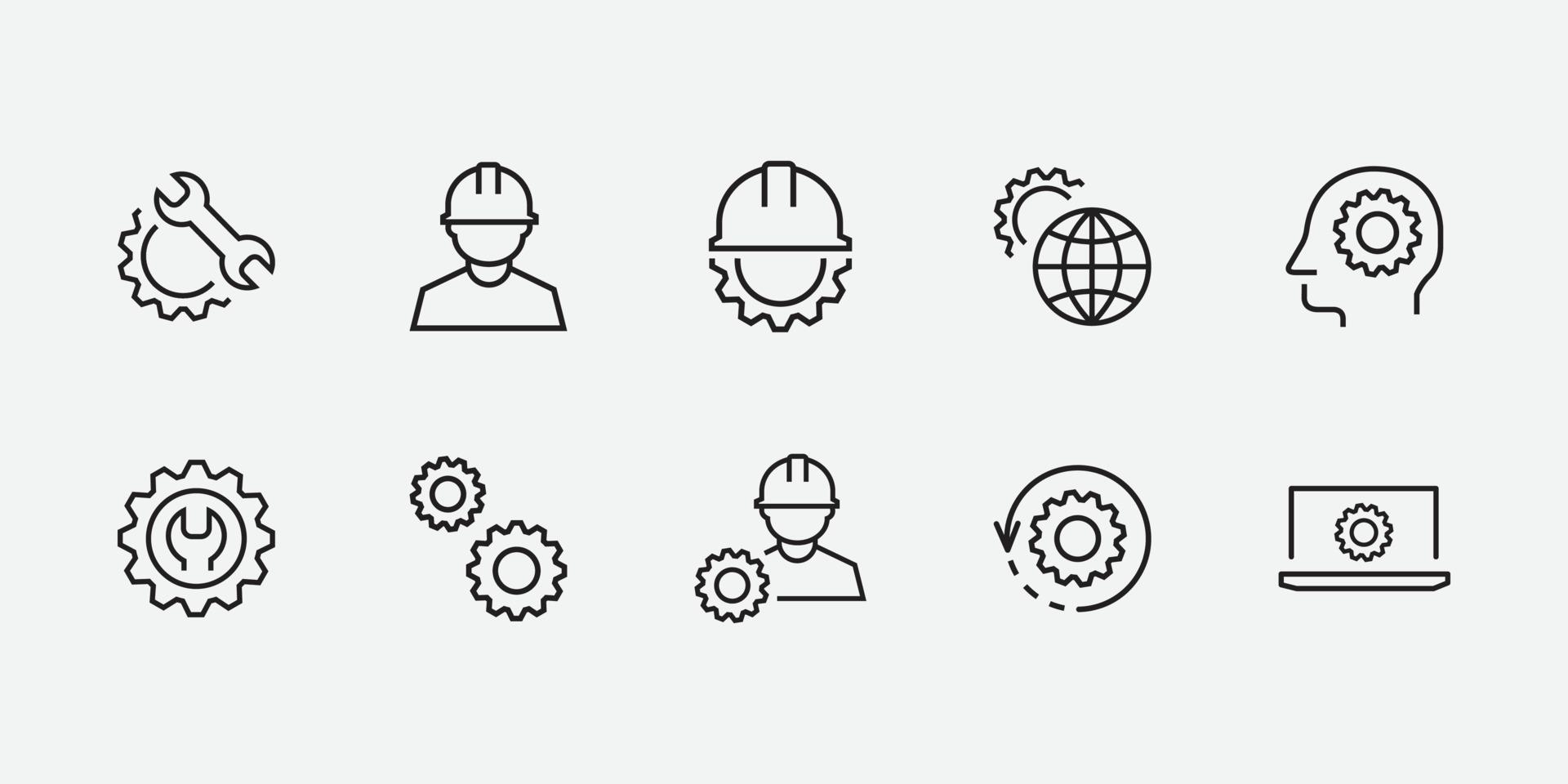 conjunto de iconos de ingeniería, configuración, vector de tecnología aislado para diseño gráfico, sitio web y móvil