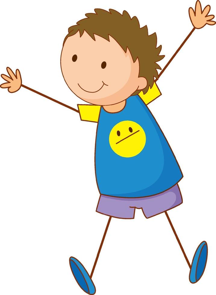 Cute boy cartoon character in hand drawn doodle style isolated vector