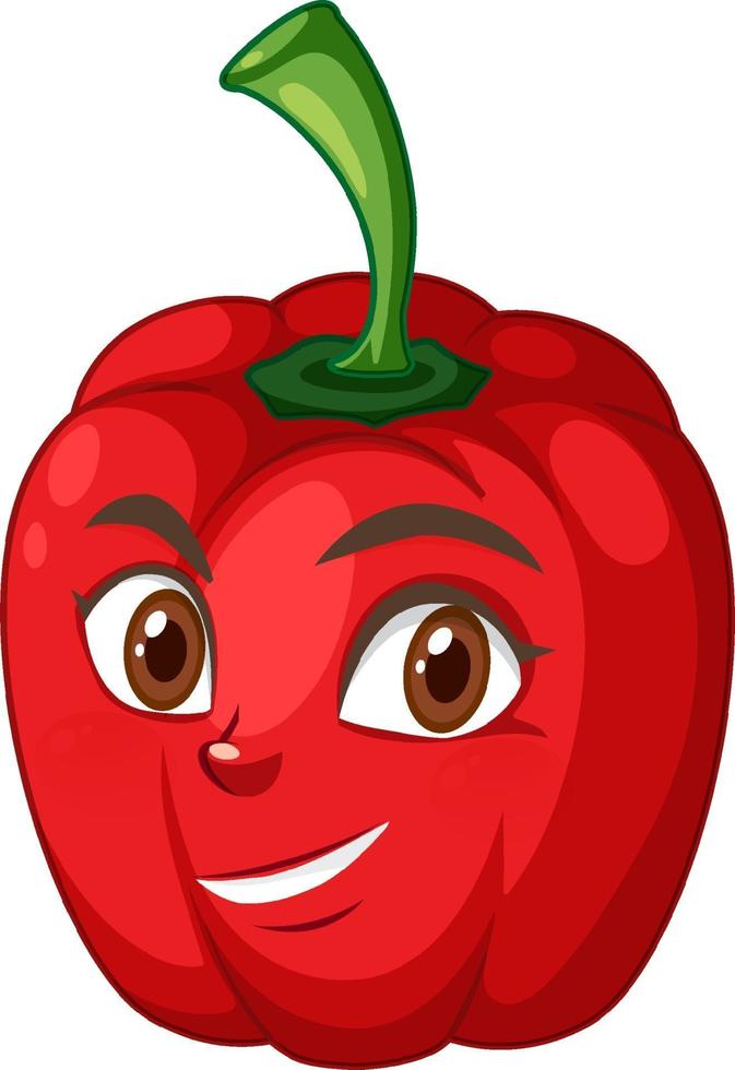 Capsicum cartoon character with facial expression vector