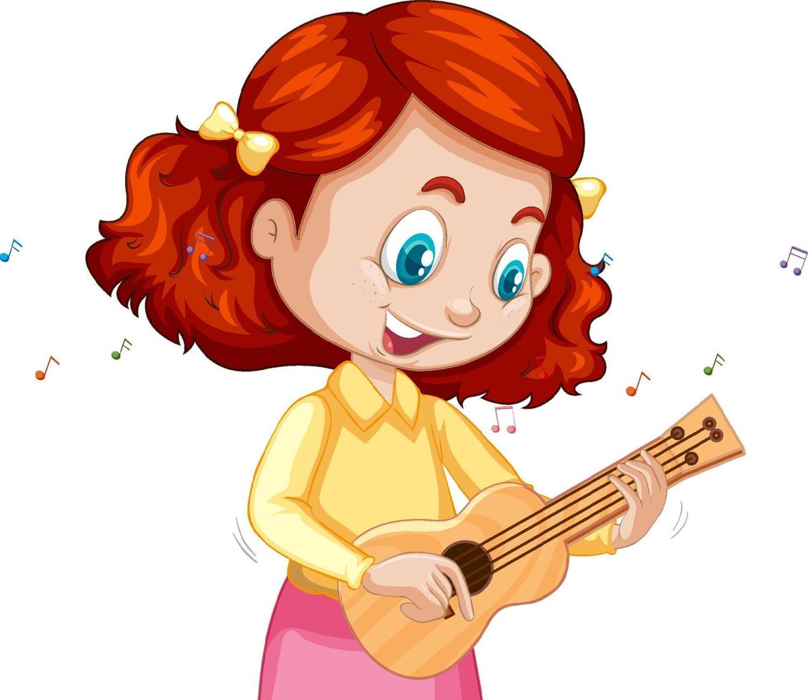 A girl cartoon character playing ukulele vector