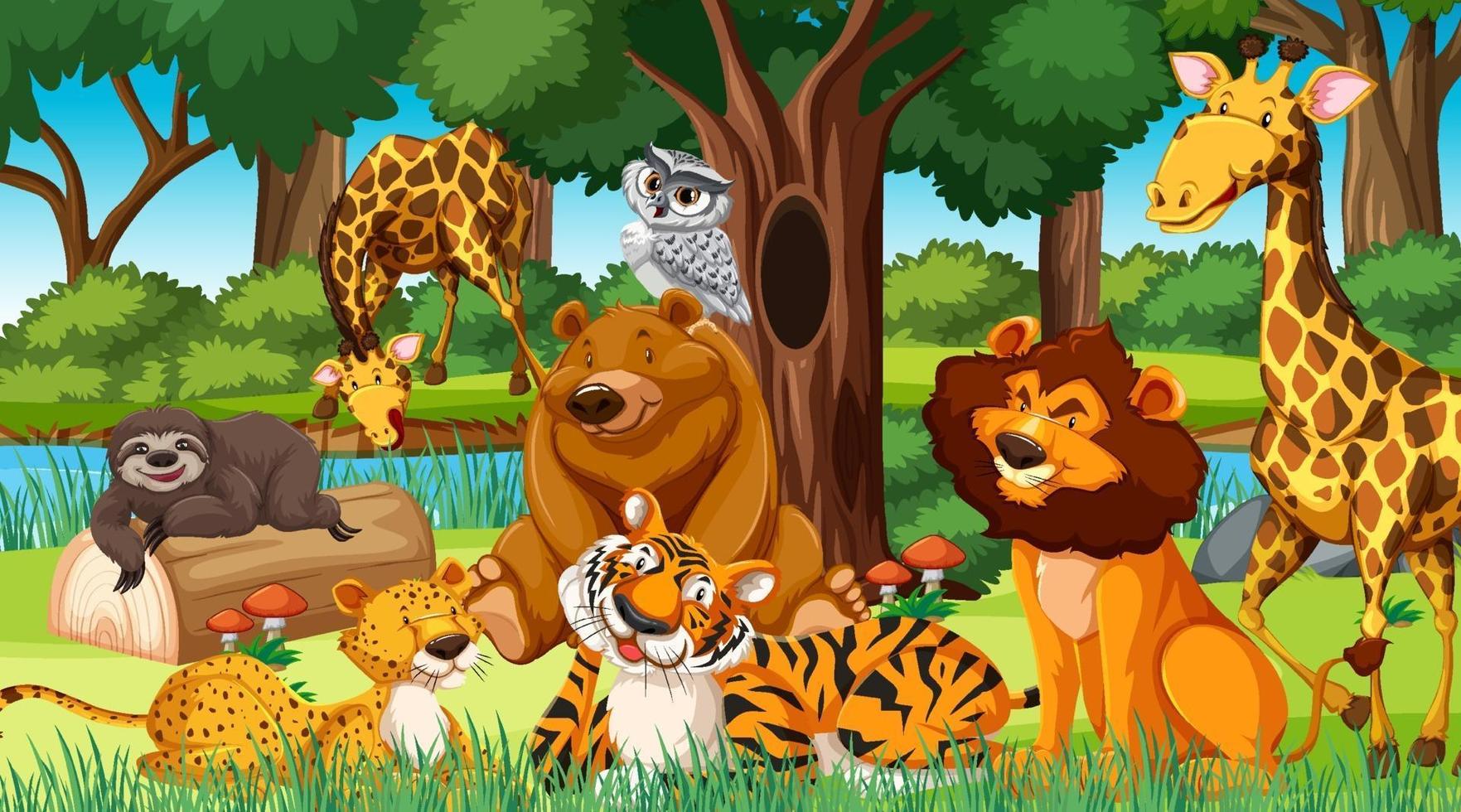 Wild animals in the jungle vector
