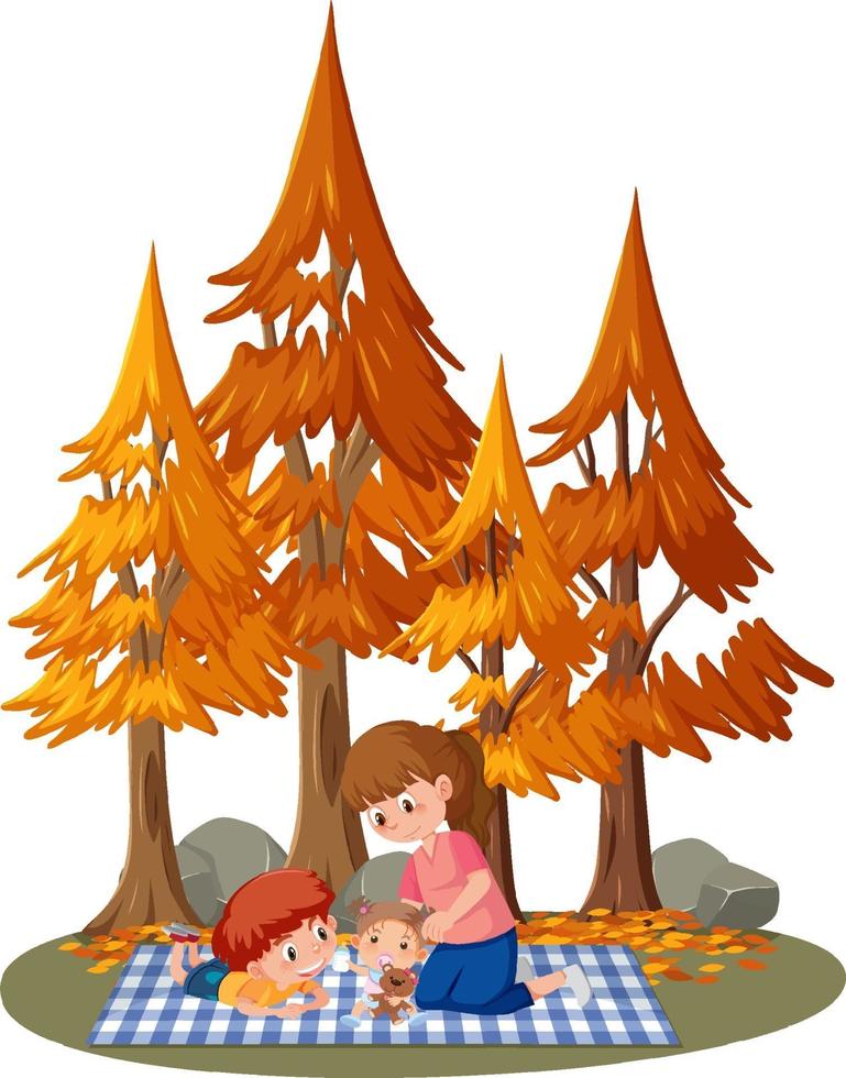 Mother with her children in the park isolated vector