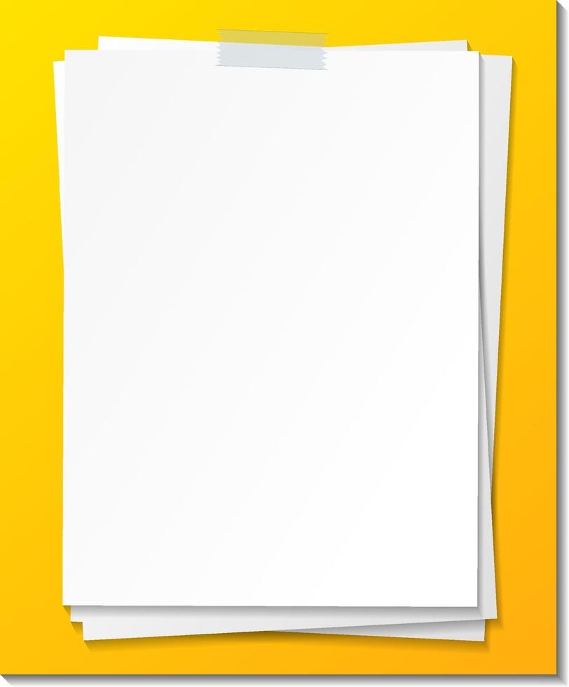 Empty paper note template stick with tape vector