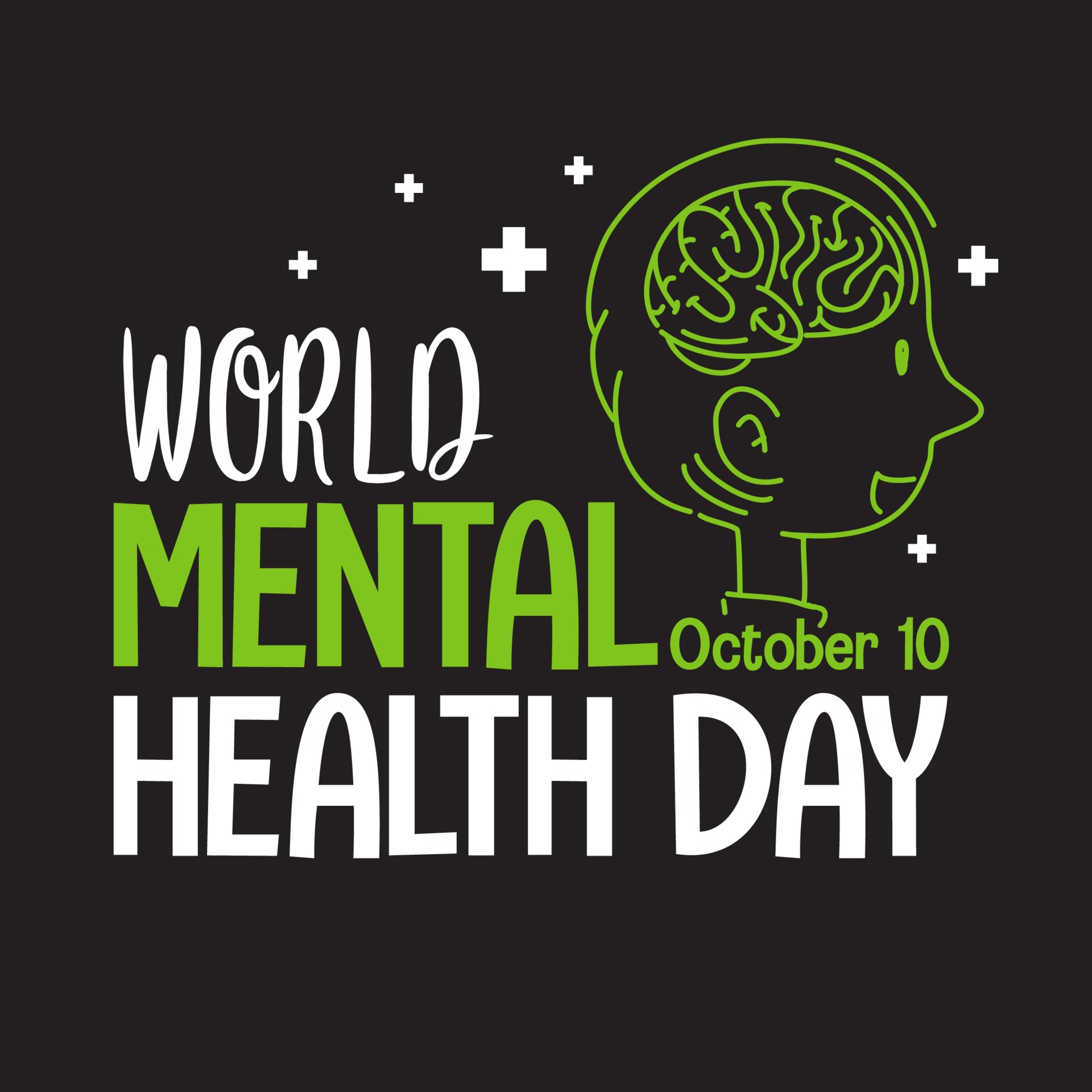 World Mental Health Day banner or logo isolated on white background