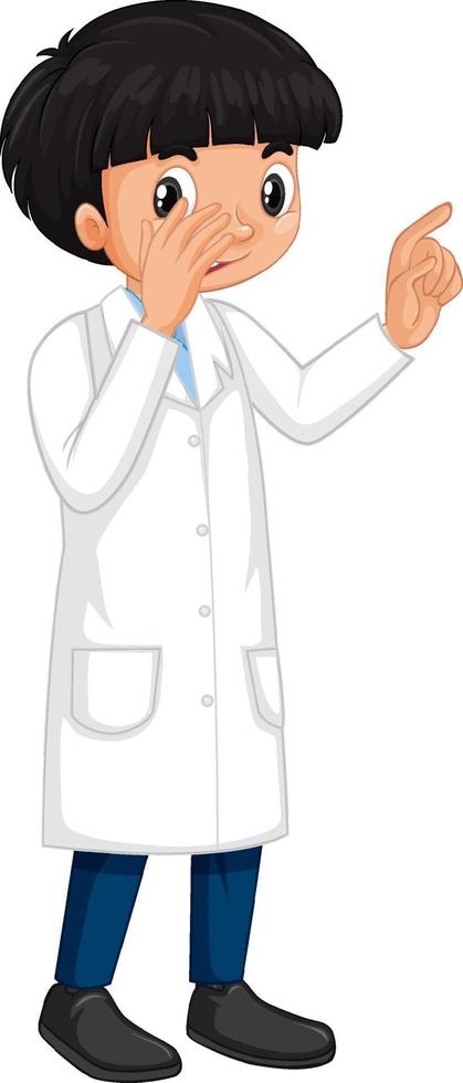 A boy cartoon character wearing laboratory coat vector