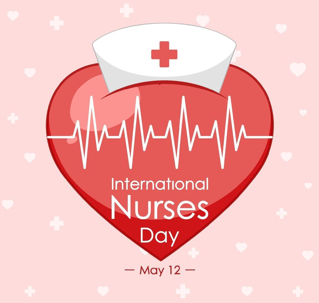 Happy International Nurses Day font with cross medical symbol vector