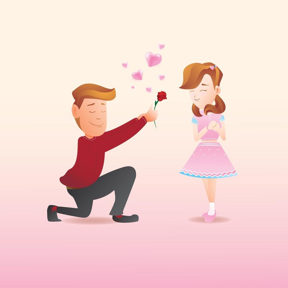 Cute romantic couple on date vector