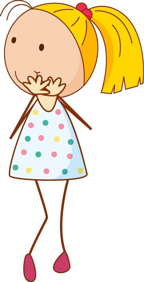 un personaje de dibujos animados de niña en estilo doodle aislado vector