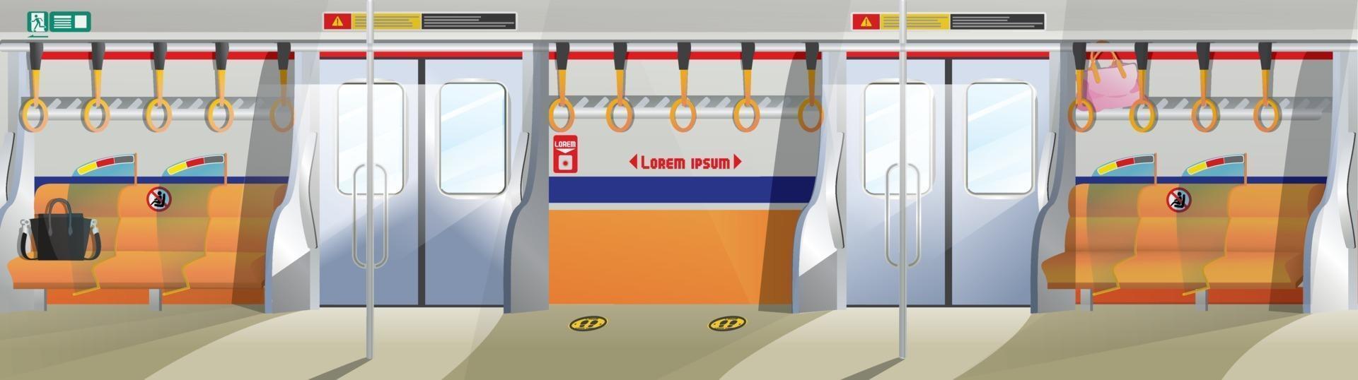 Transporte público interior del tren subterráneo, ilustración vectorial de estilo de vida subterráneo vector