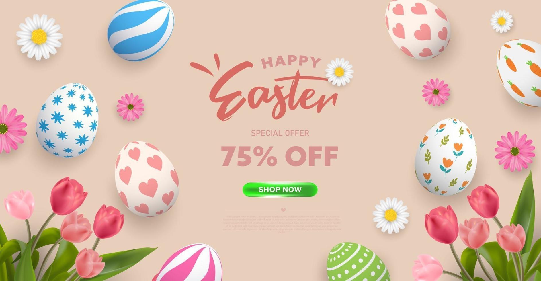 Happy Easter poster background or banner design vector