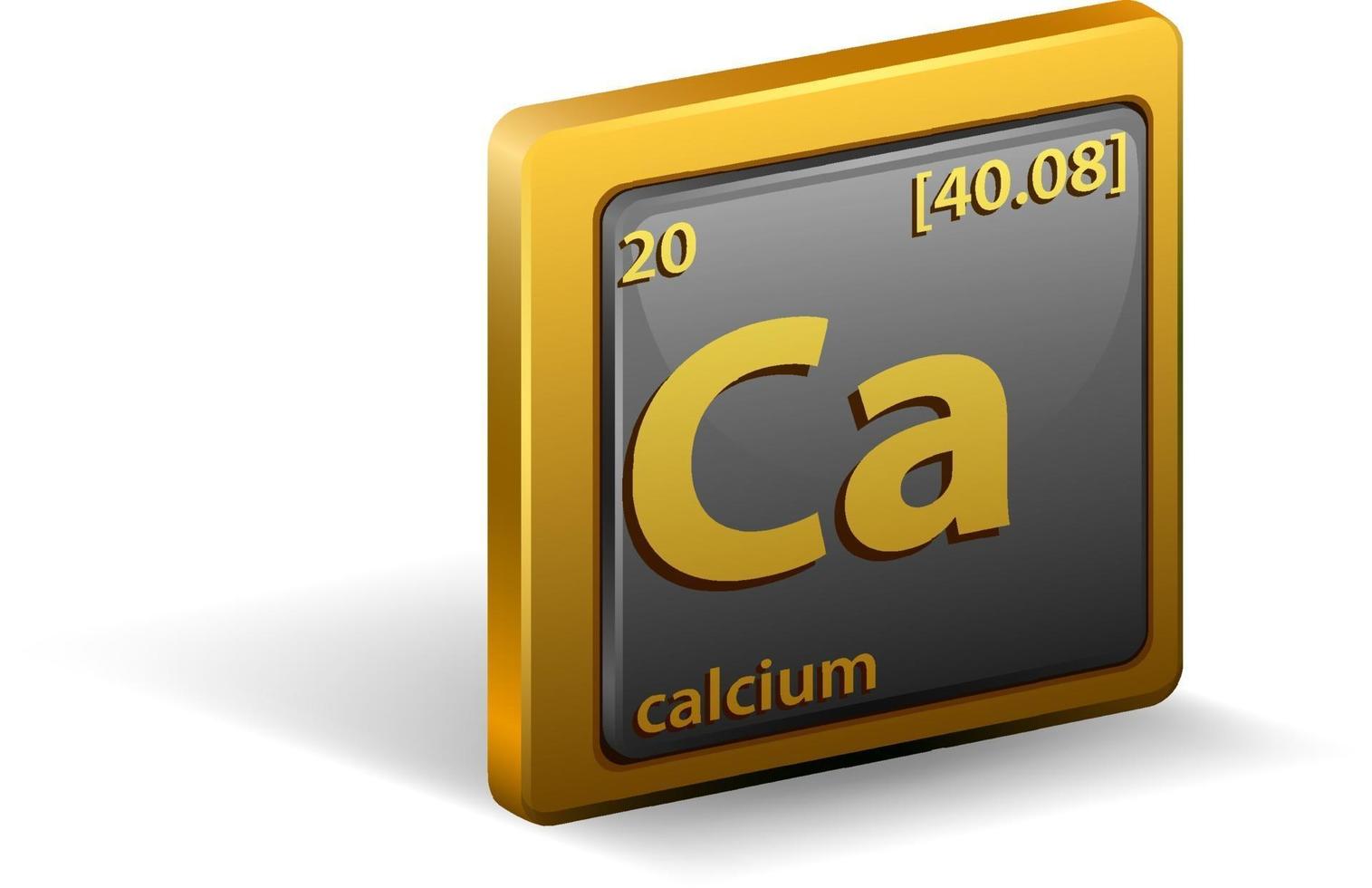 Calcium chemical element. Chemical symbol with atomic number and atomic mass. vector