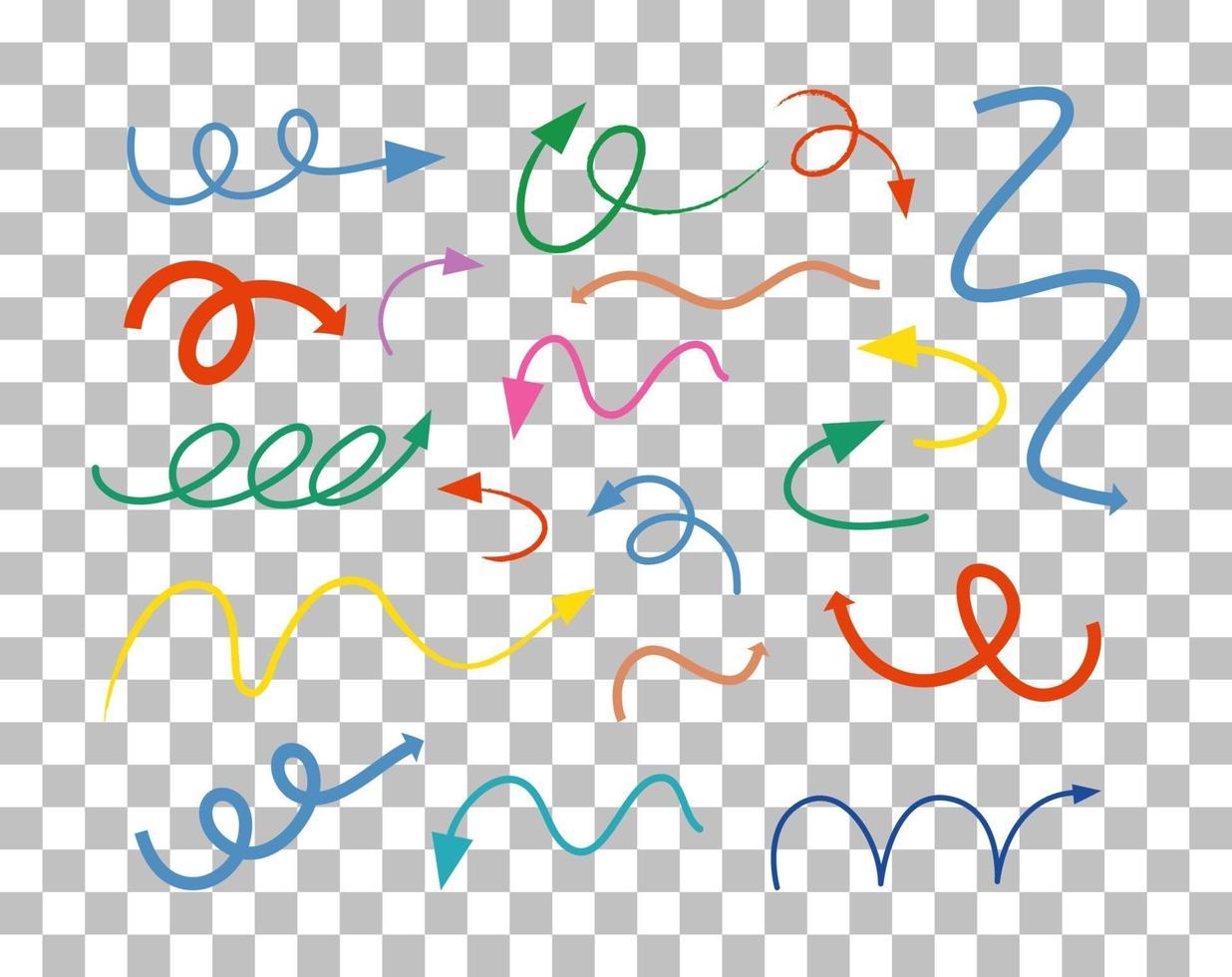Different types of hand drawn curved arrows vector