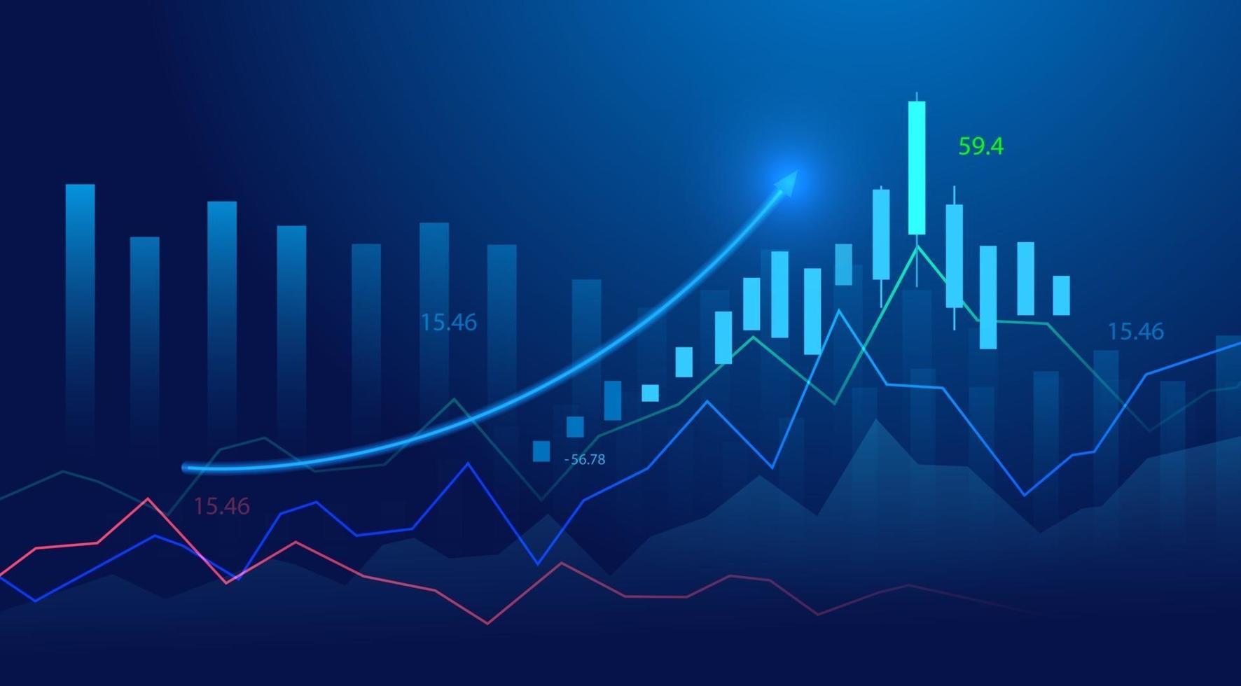 gráfico de palo de vela de negocios gráfico de inversión bursátil vector