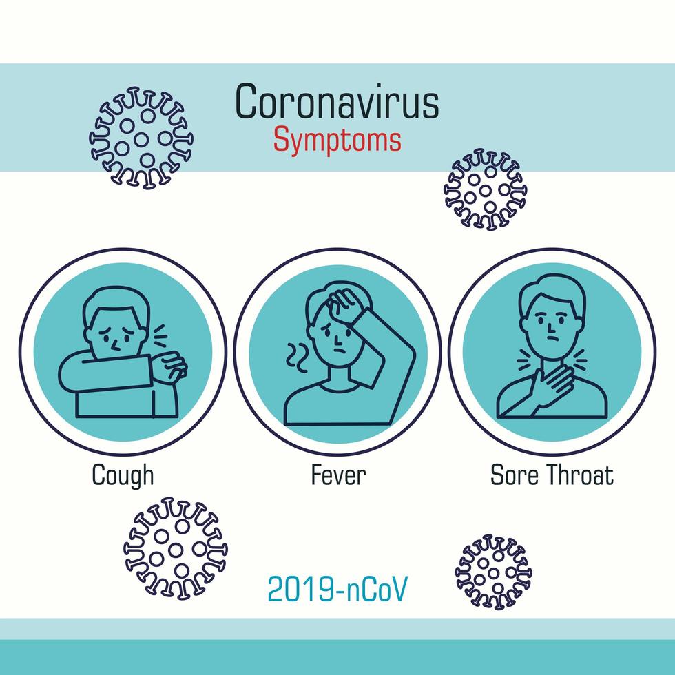 set of icons of symptoms of covid 19 vector