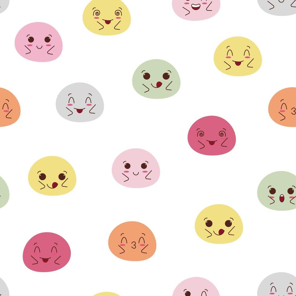 Colorful kawaii mochi seamless pattern vector
