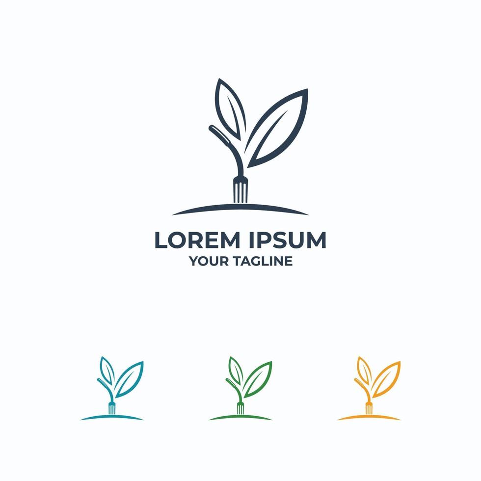 spoon and leaf, logotype for restaurant vector template