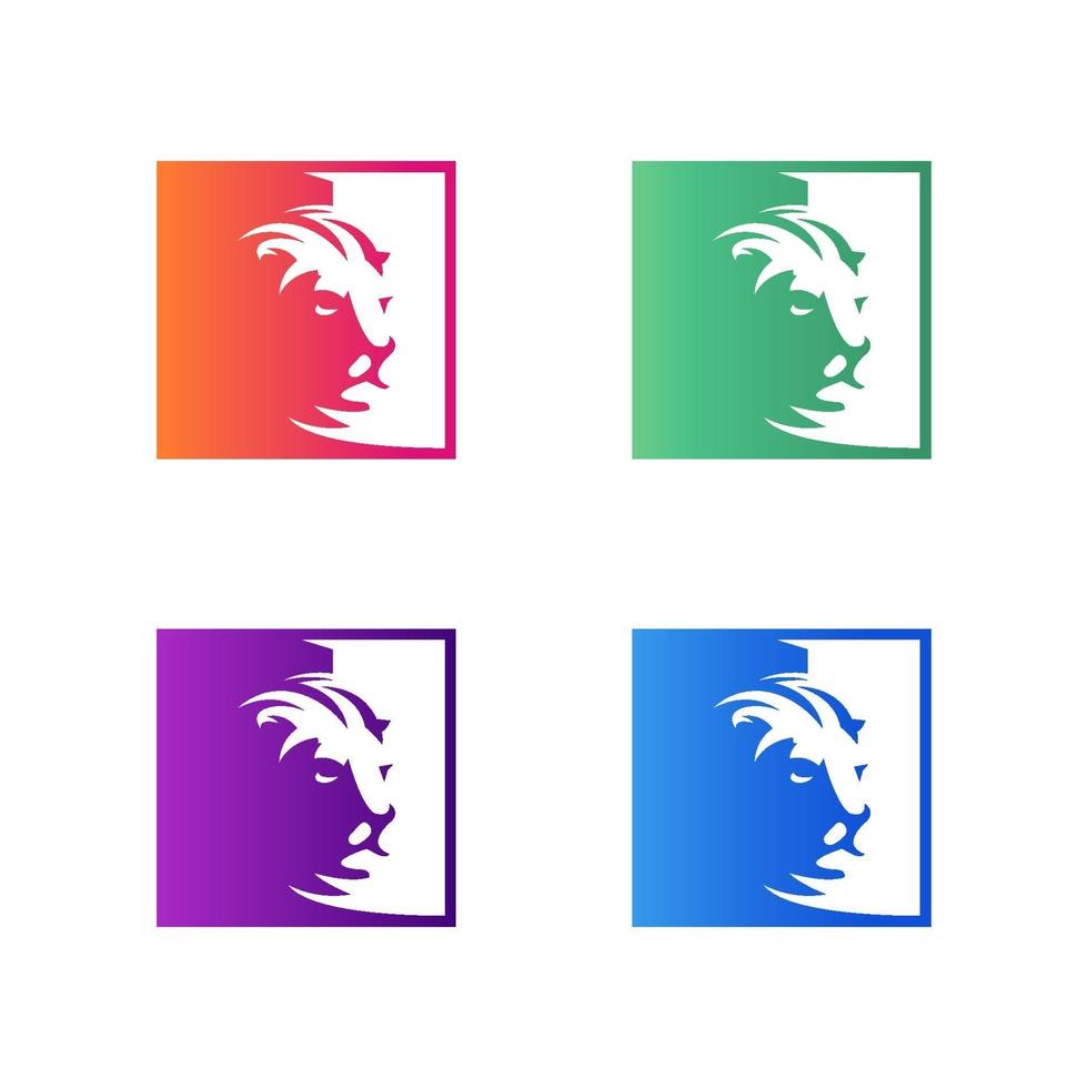 Lion leaf logo design vector