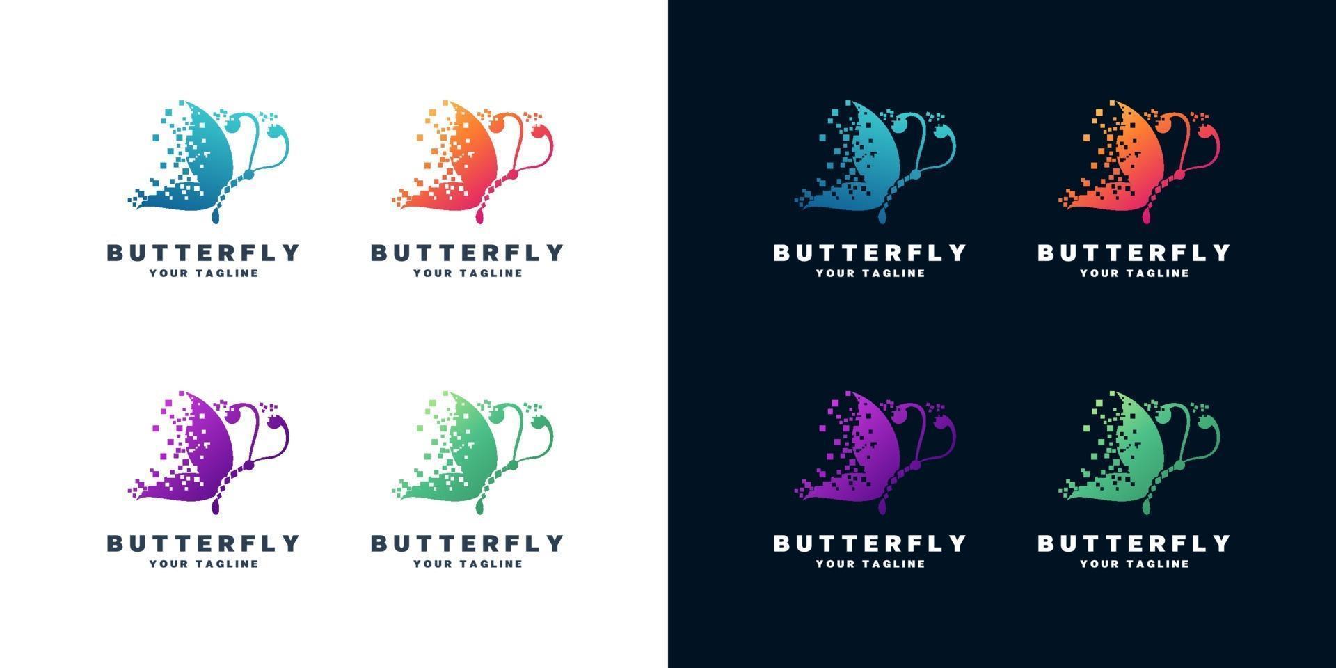 Butterfly logo design set vector