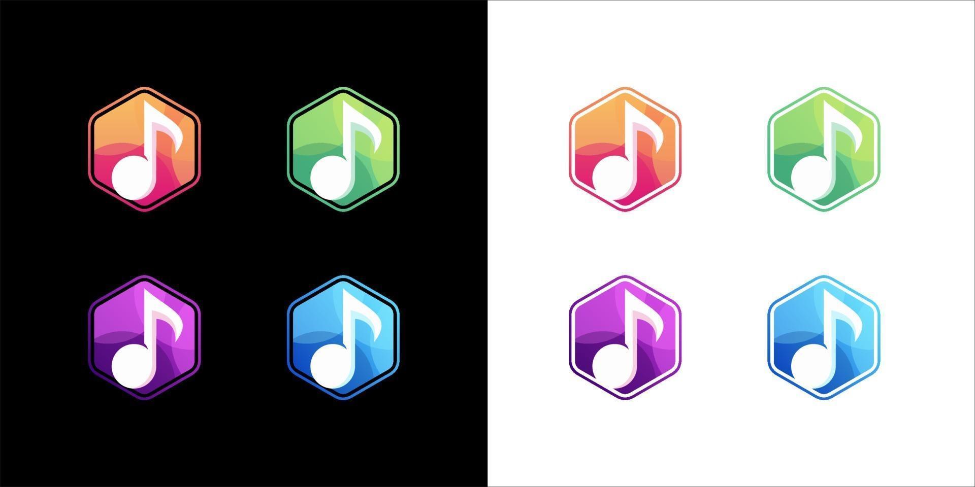 Music icon set on white and dark background vector