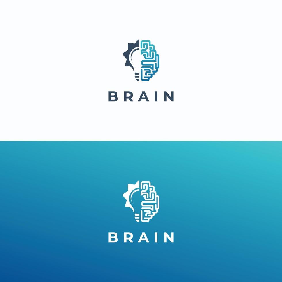 Brain and lamp logotype vector template