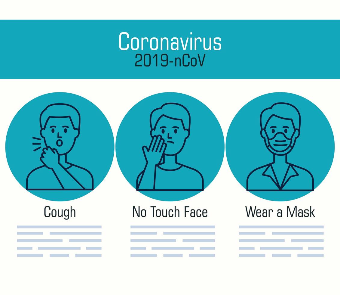 Coronavirus pandemic recommendations banner template vector