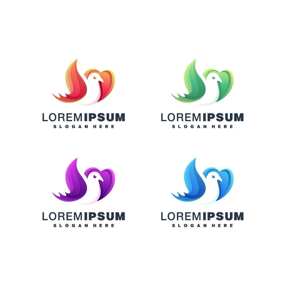 Bird colorful logo design set vector