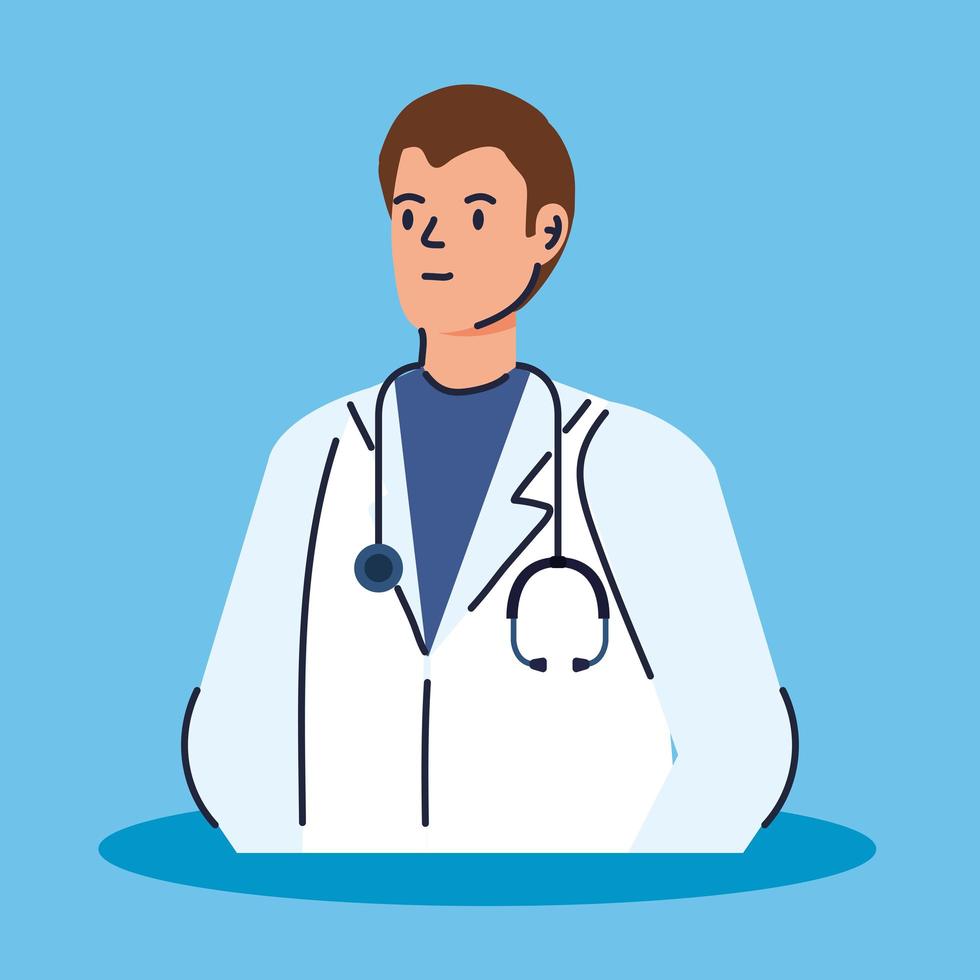 male doctor with apron and stethoscope vector