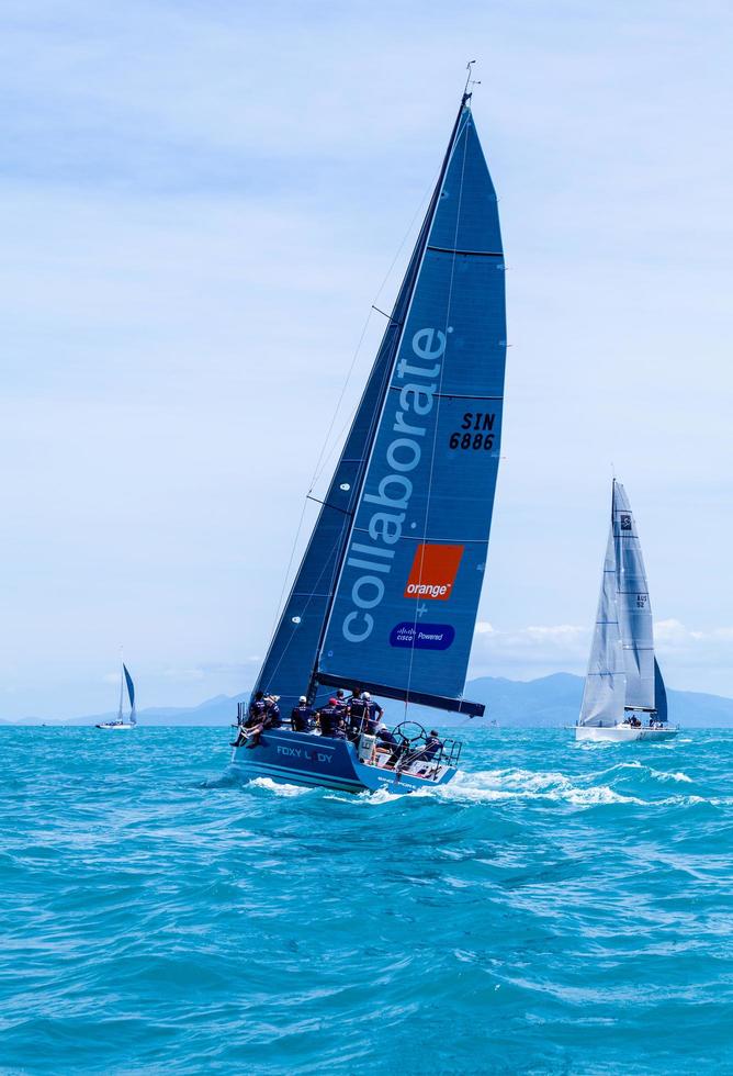 Chaweng Beach, Thailand, May 25, 2019 - Group of sailboats racing photo