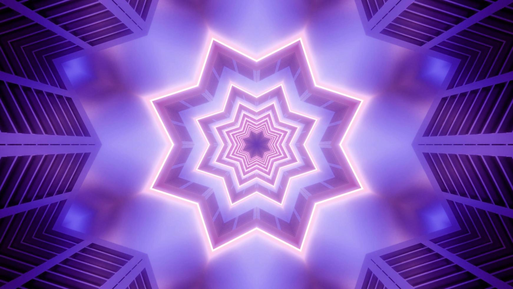 Blue and purple star shape 3d kaleidoscope illustration for background or texture photo