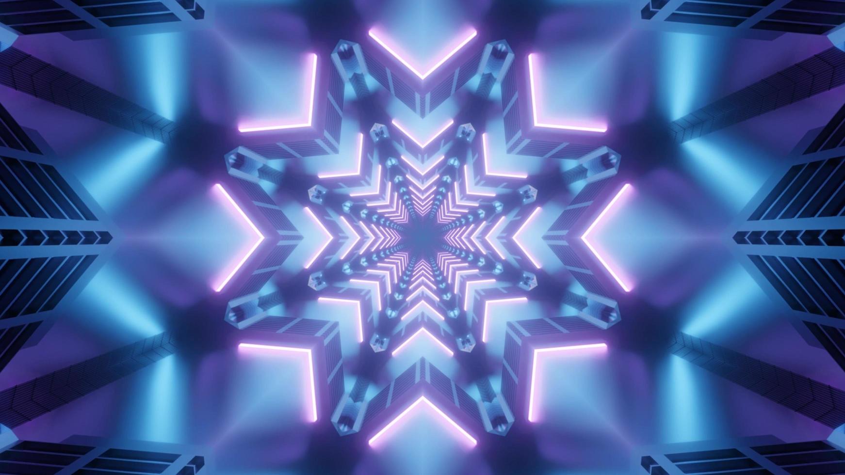 Blue and pink 3D kaleidoscope design illustration for background or texture photo