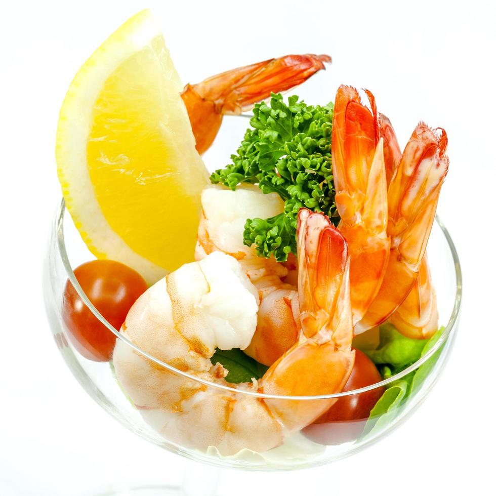 Fresh steamed shrimp in a bowl photo