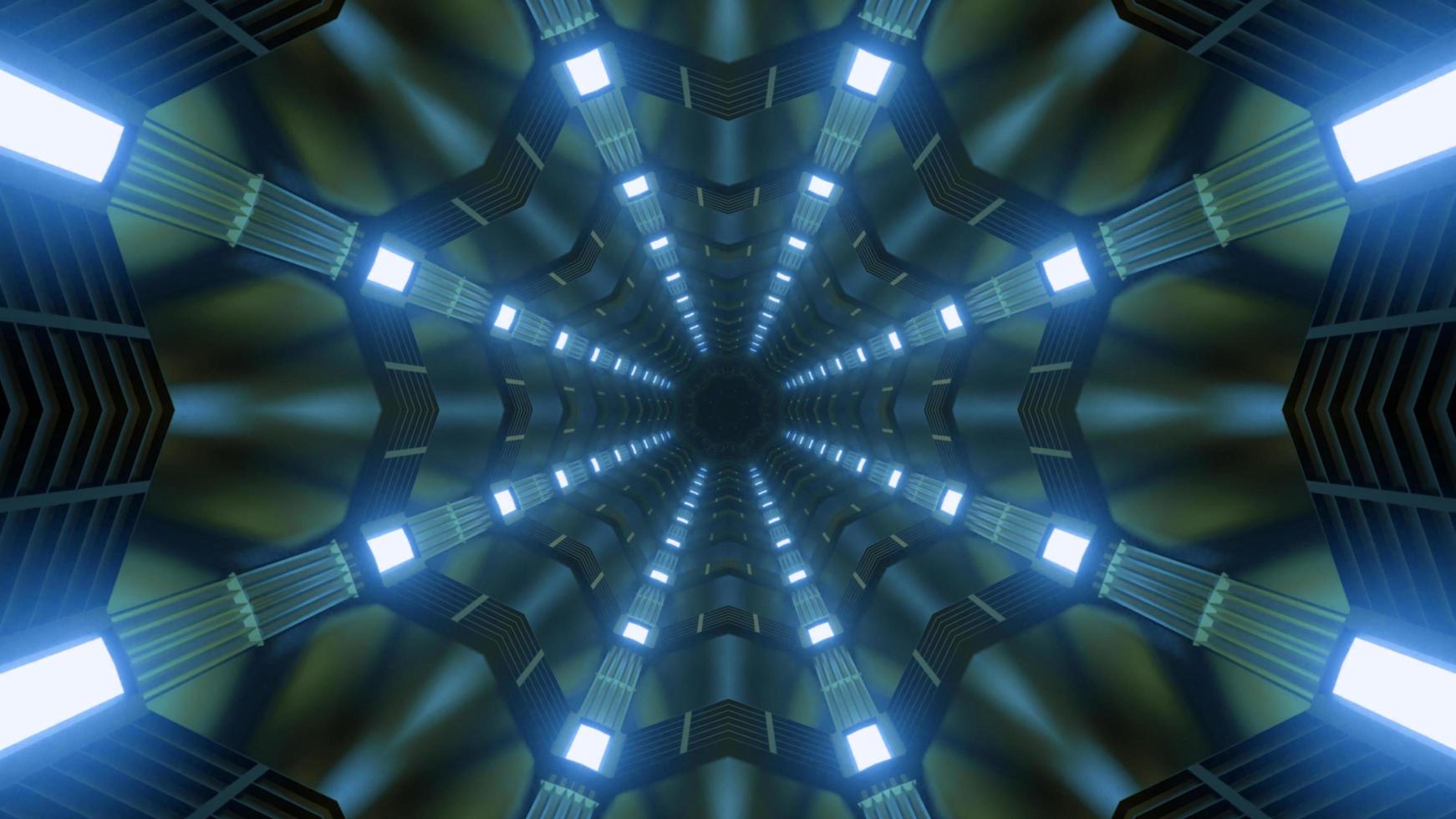 Blue and green 3D kaleidoscope design illustration for background or texture photo