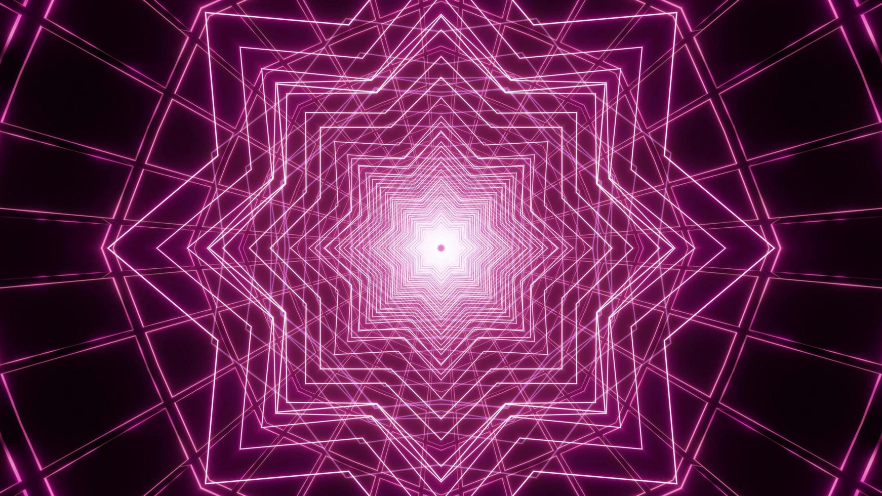 Purple star lines 3D kaleidoscope design illustration for background or texture photo