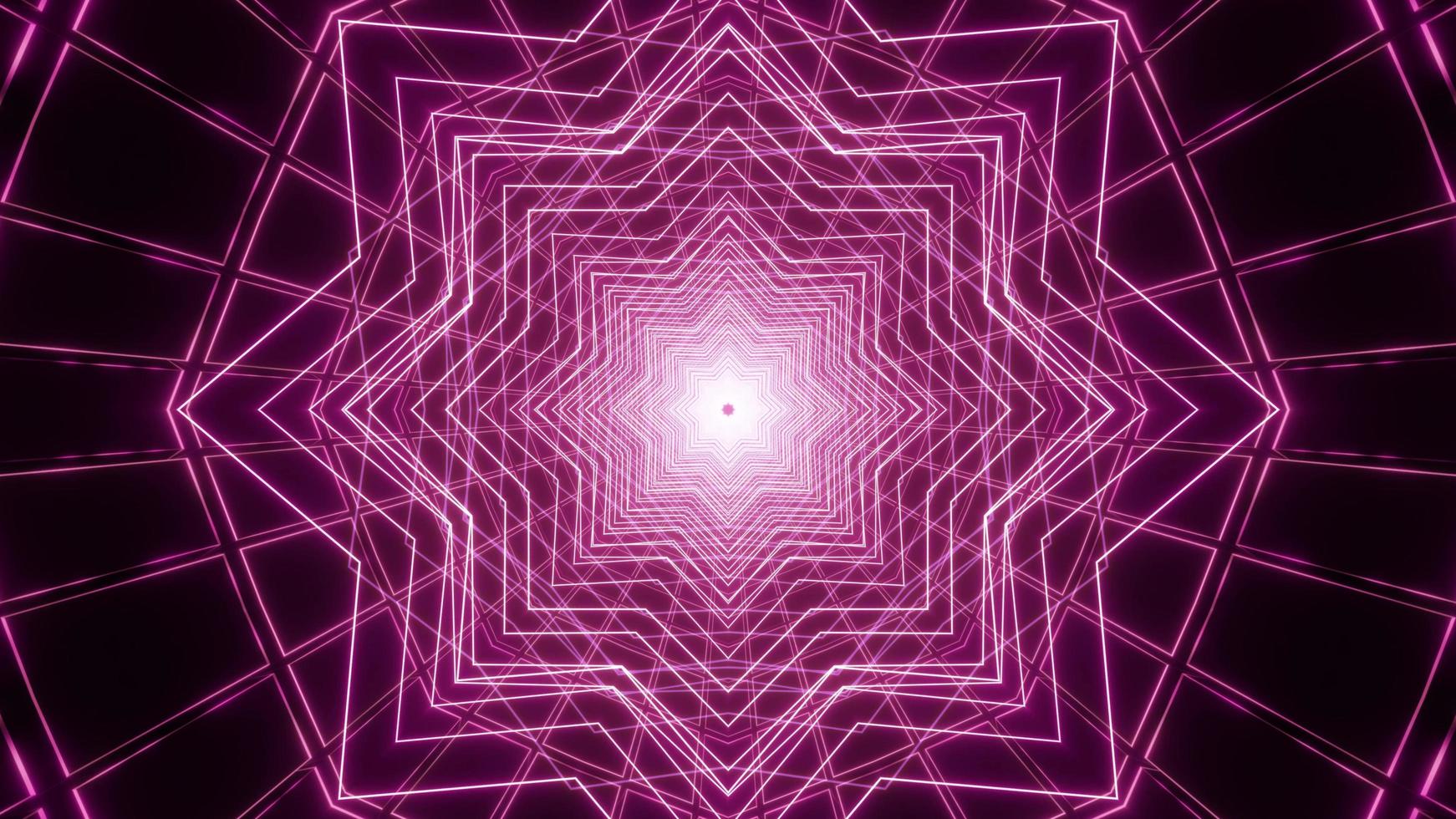 Purple star lines 3D kaleidoscope design illustration for background or texture photo