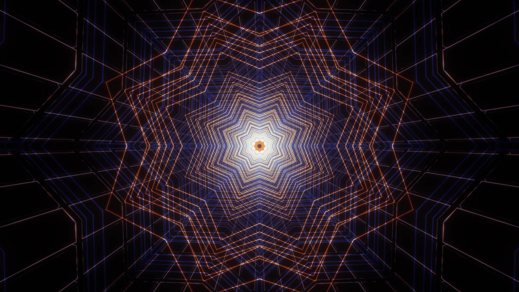 Star shape lines 3D kaleidoscope design illustration for background or texture photo